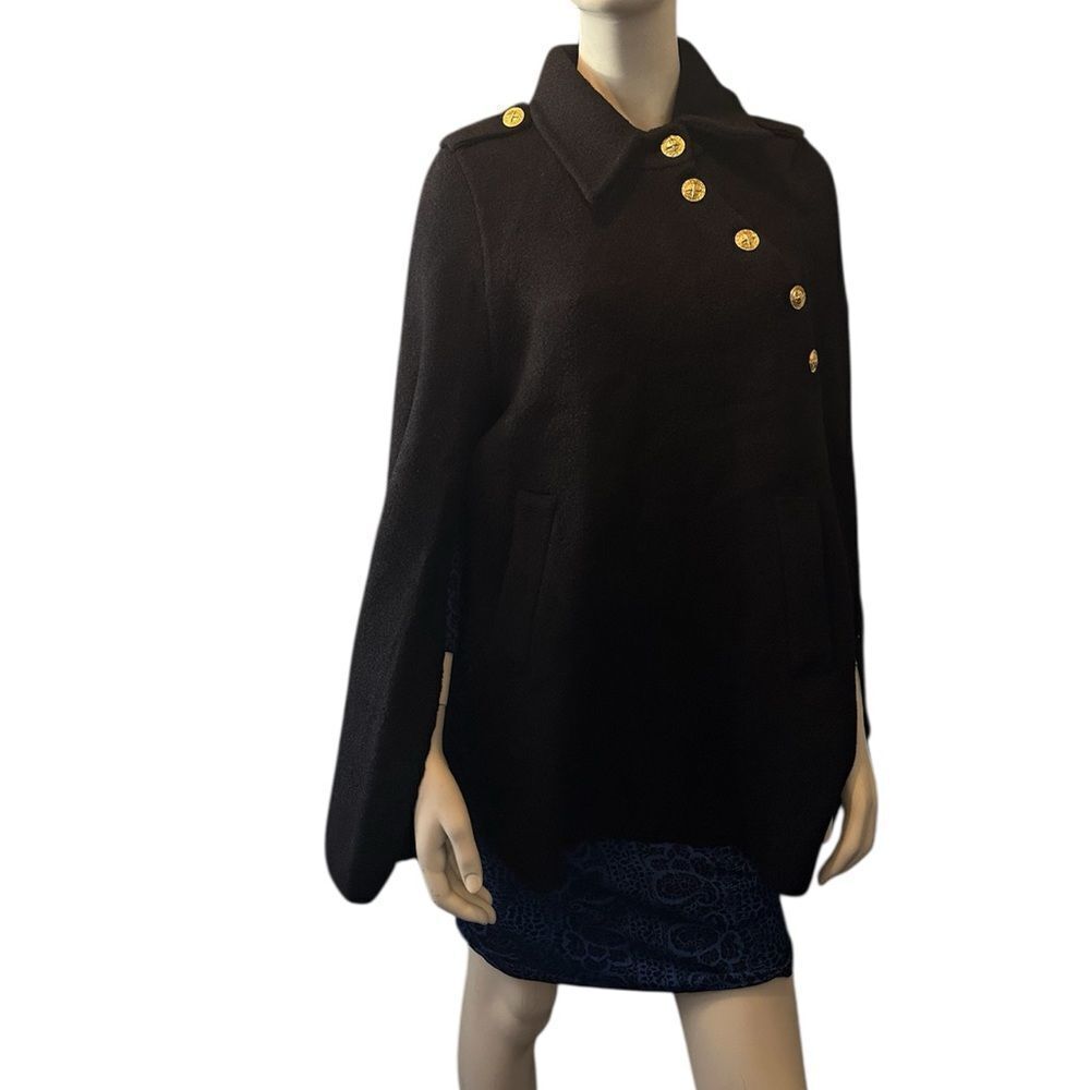 Commense Cape Coat with Gold Buttons Black Medium NWT IN PACKAGE